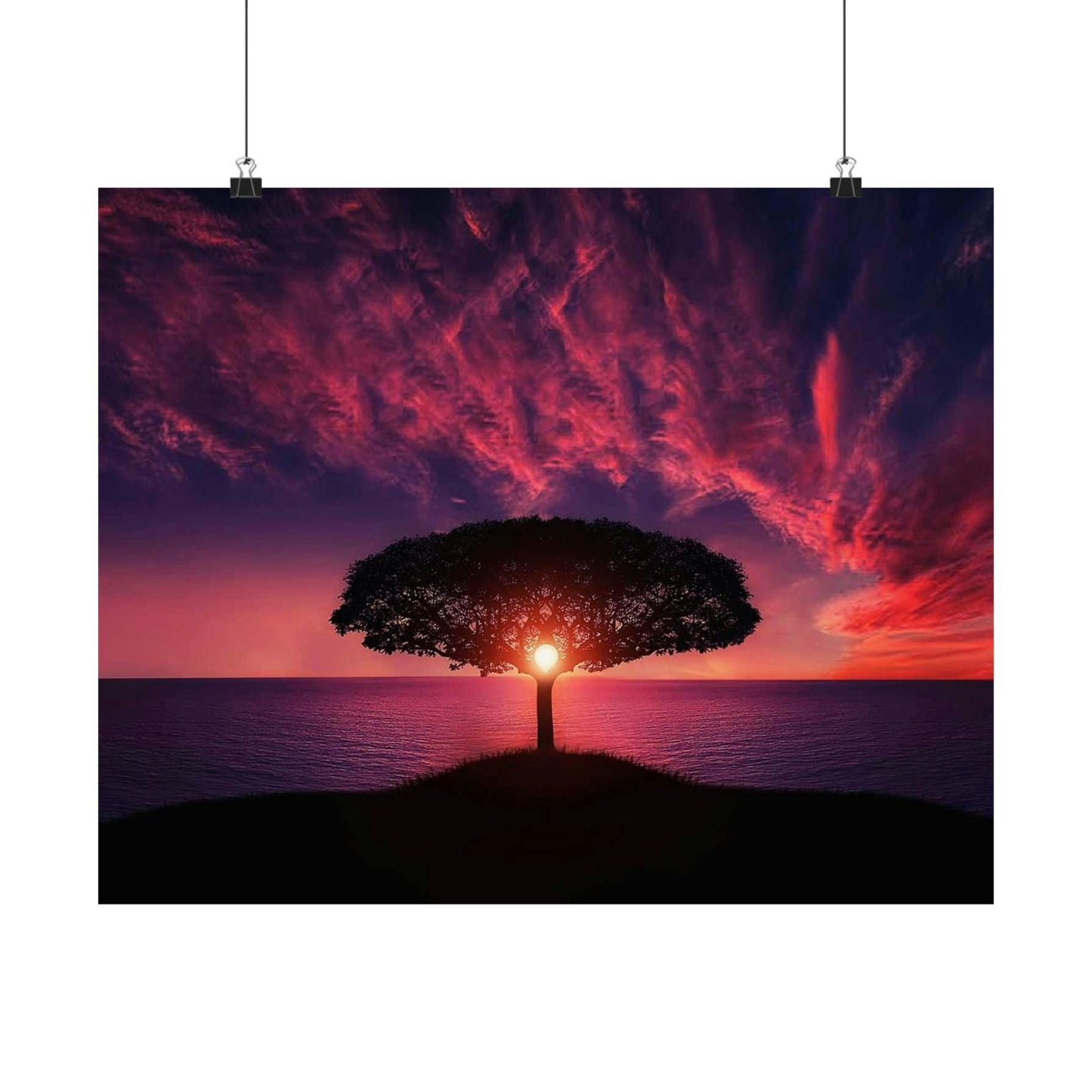 Sunset Tree Matte Poster — Serene Horizon Wall Art