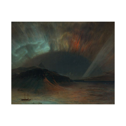 Aurora Over Sea Matte Horizontal Poster — Dramatic Northern Lights Landscape Wall Art