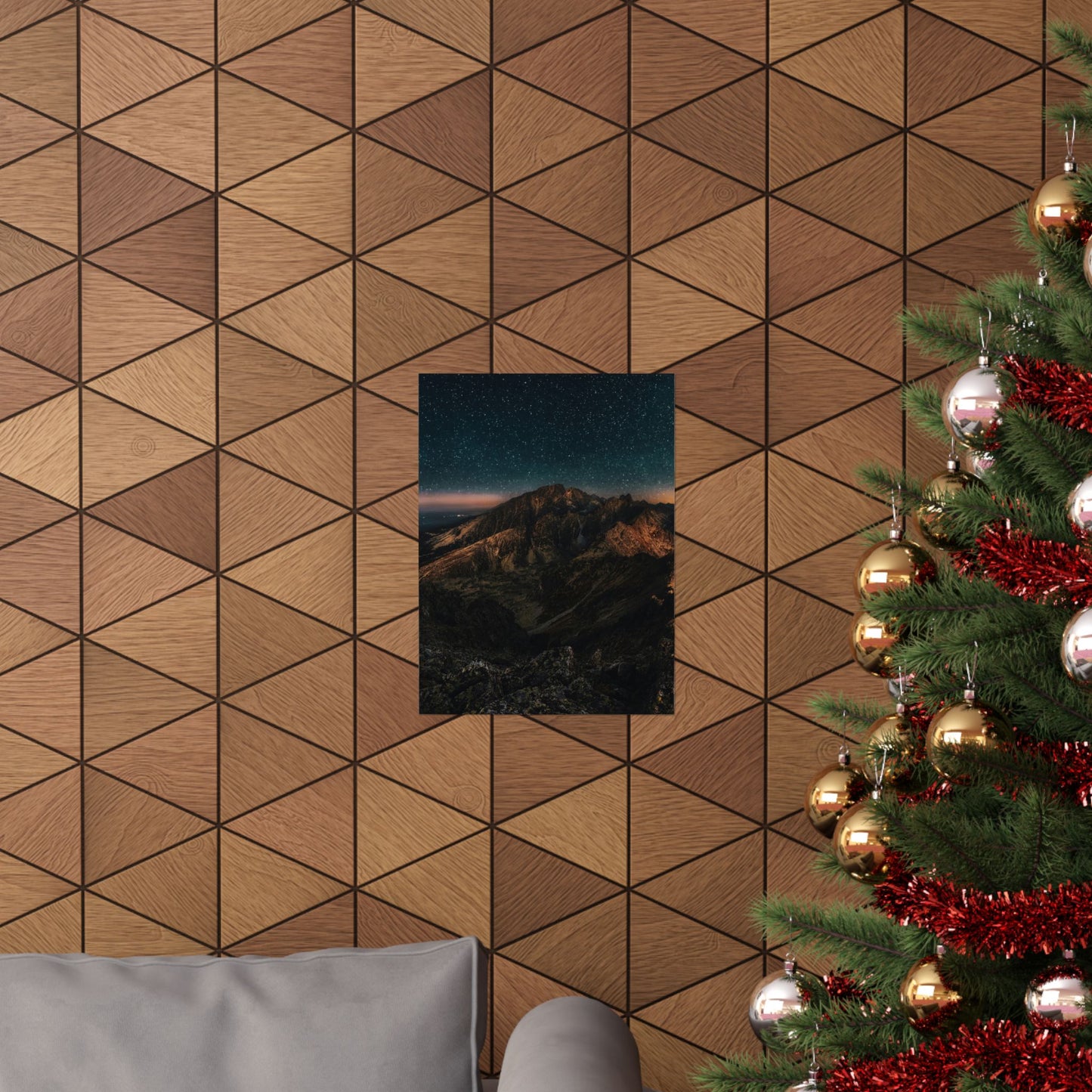 Matte Vertical Poster — Starry Night Mountain Landscape Print