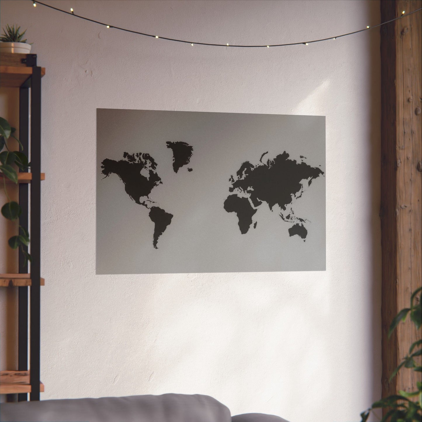 Matte World Map Poster — Minimalist Horizontal Travel Wall Art