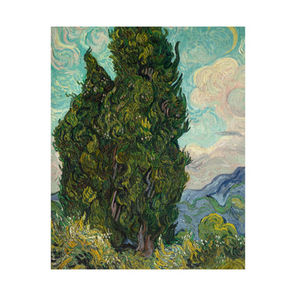 Van Gogh Cypress Trees Matte Poster — Vertical Art Print