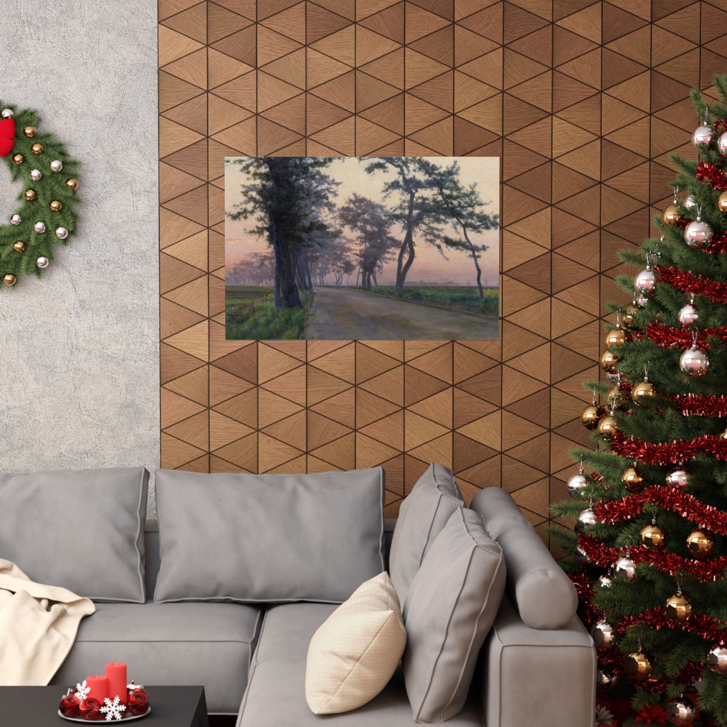 Matte Horizontal Poster — Serene Tree-Lined Country Road Landscape Print