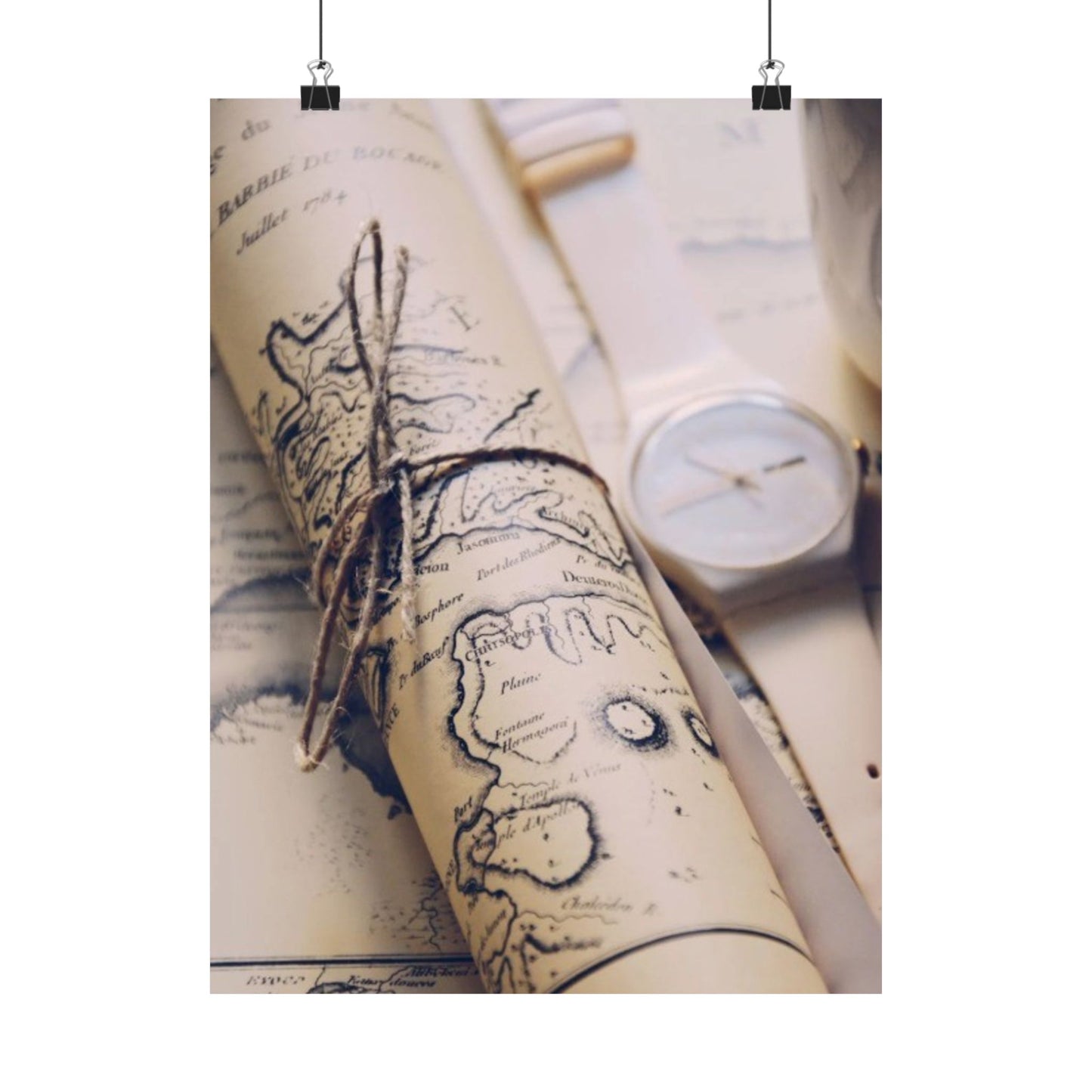 Vintage Map Poster — Rolled Nautical Map Matte Vertical Wall Art