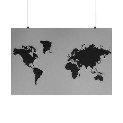 Matte World Map Poster — Minimalist Horizontal Travel Wall Art