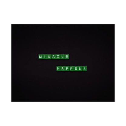 Matte Poster — "Miracle Happens" Green Tile Typography (Horizontal)