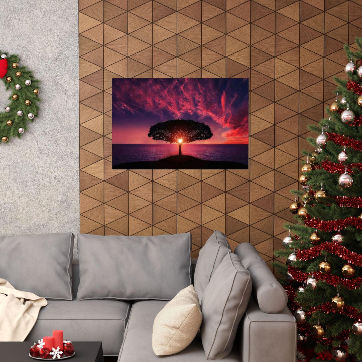 Sunset Tree Matte Poster — Serene Horizon Wall Art