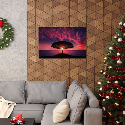 Sunset Tree Matte Poster — Serene Horizon Wall Art