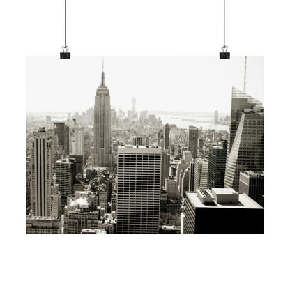 New York City Skyline Matte Poster — Horizontal Black & White Urban Photography