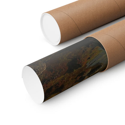 Matte Landscape Poster — Vintage Mountain Lake Painting