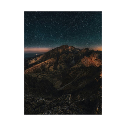 Matte Vertical Poster — Starry Night Mountain Landscape Print