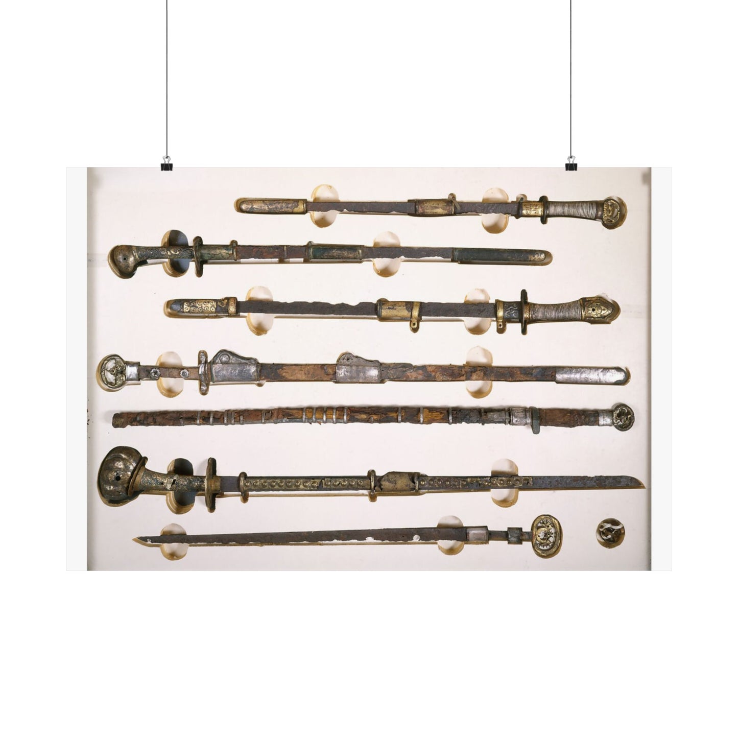 Antique Sword Collection Matte Poster — Vintage Samurai Katana Display (Horizontal)