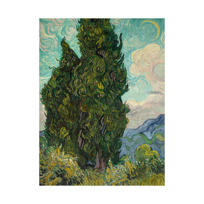 Van Gogh Cypress Trees Matte Poster — Vertical Art Print