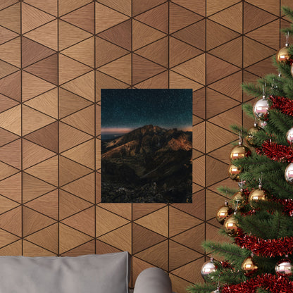 Matte Vertical Poster — Starry Night Mountain Landscape Print