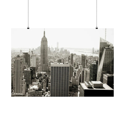 New York City Skyline Matte Poster — Horizontal Black & White Urban Photography