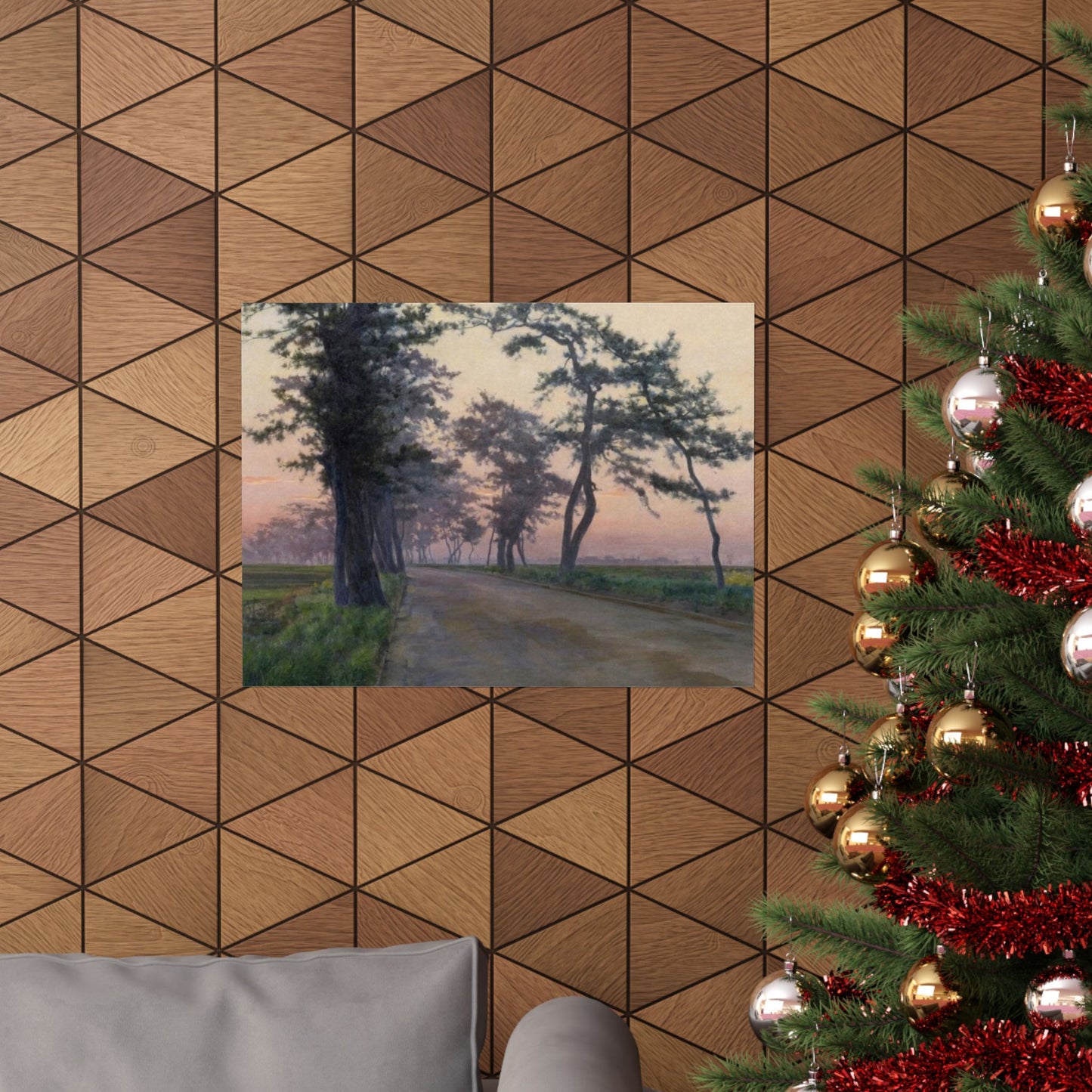 Matte Horizontal Poster — Serene Tree-Lined Country Road Landscape Print