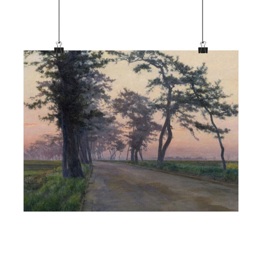 Matte Horizontal Poster — Serene Tree-Lined Country Road Landscape Print