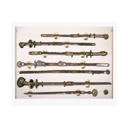 Antique Sword Collection Matte Poster — Vintage Samurai Katana Display (Horizontal)