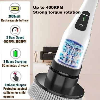 9-in-1 Electric Spin Scrubber with Extendable Handle