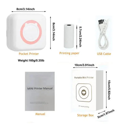 Portable Mini Thermal Printer Wirelessly BT 203dpi