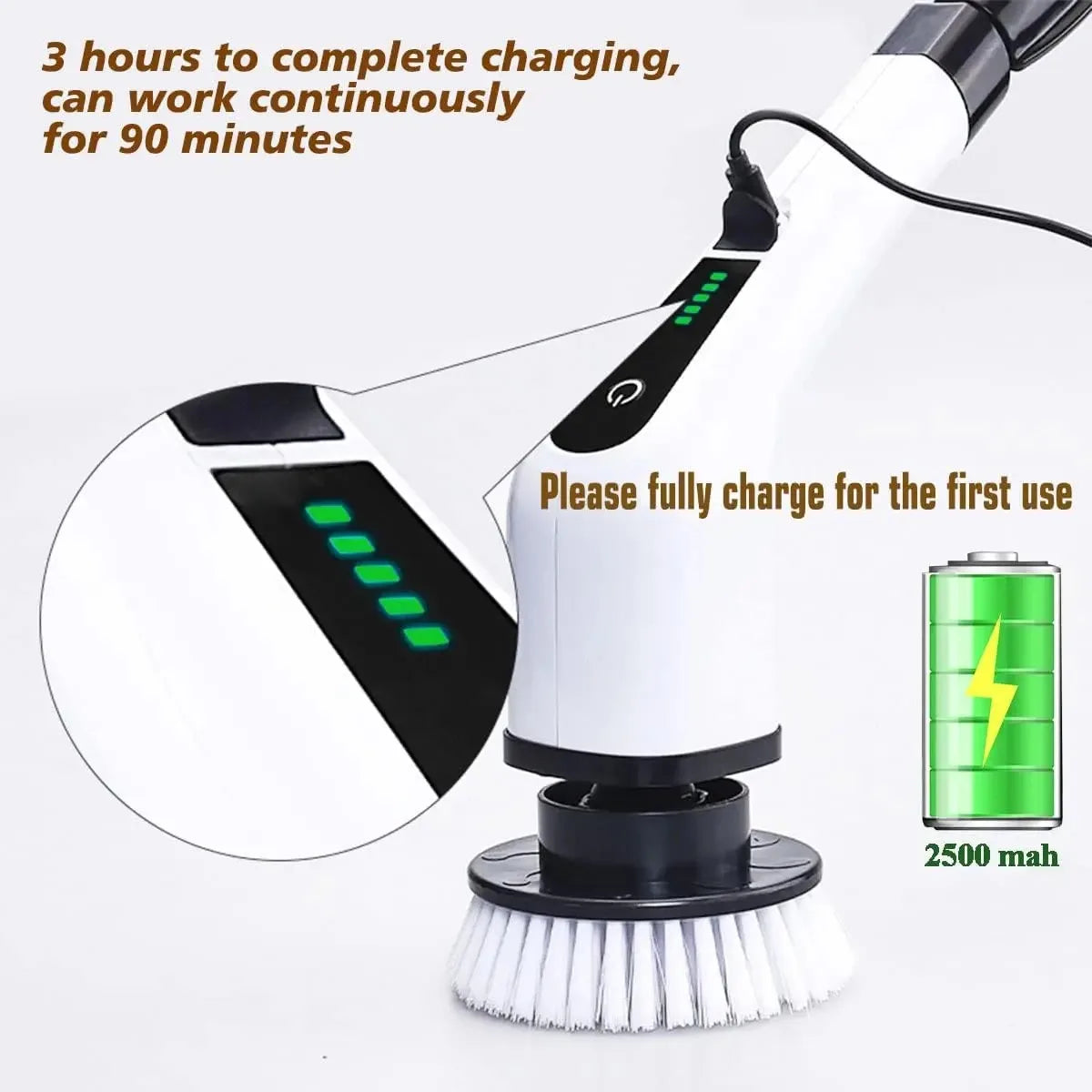 9-in-1 Electric Spin Scrubber with Extendable Handle
