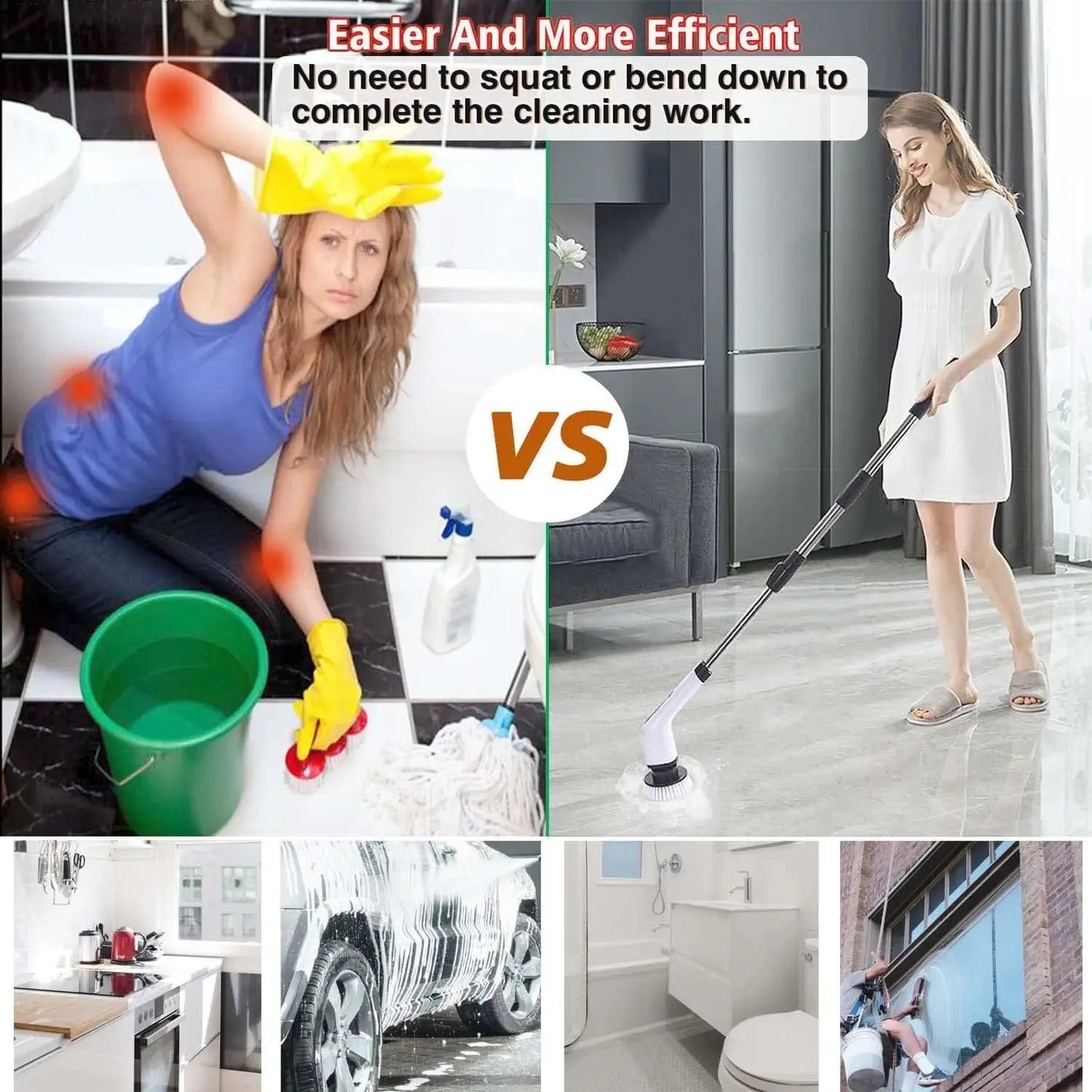 9-in-1 Electric Spin Scrubber with Extendable Handle