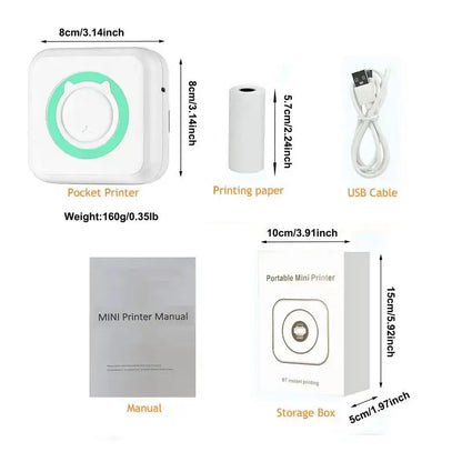 Portable Mini Thermal Printer Wirelessly BT 203dpi