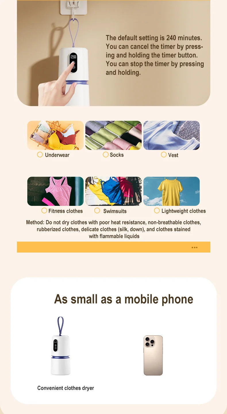 Portable Mini Travel Heating Dryer Machine