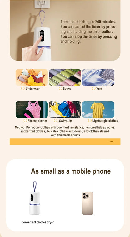 Portable Mini Travel Heating Dryer Machine