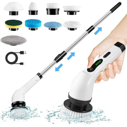 9-in-1 Electric Spin Scrubber with Extendable Handle