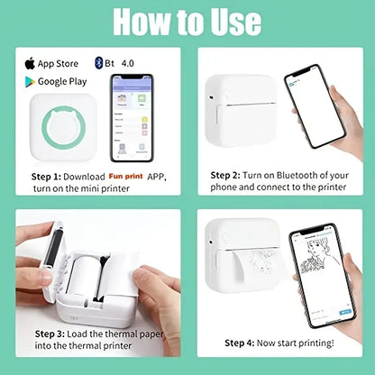 Portable Mini Thermal Printer Wirelessly BT 203dpi